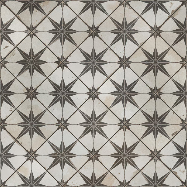 Merola Tile Kings Star Nero 17-5/8 inch x 17-5/8 inch Ceramic Floor and Wall Tile – 11.02 Sq. Ft. Coverage per Case