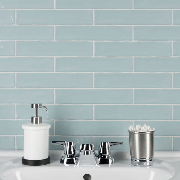 Merola Tile Chester Acqua 2 inch x 10 inch Ceramic Wall Tile 13.44 sq ft/case – Glossy Subway Finish