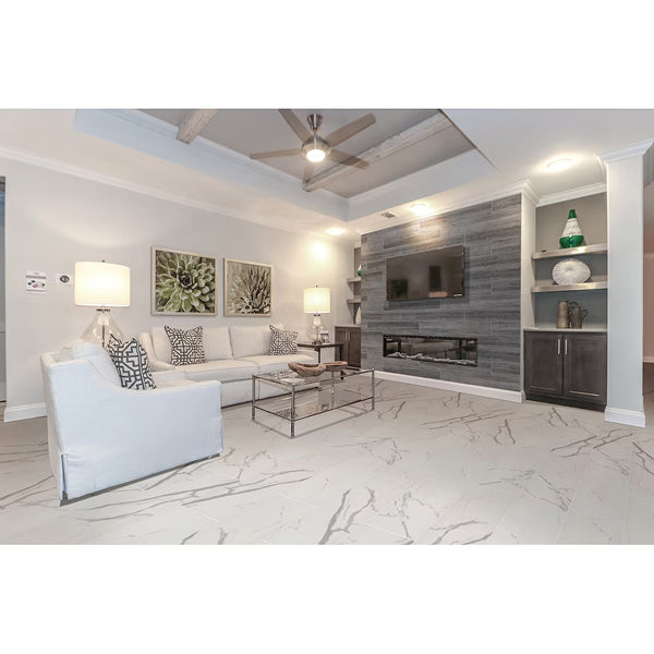 MSI Stone ULC Ader Tegal 24 inch x 48 inch Matte Porcelain Floor and Wall Tile – 16 Sq. Ft./Case – Marble Look White Finish