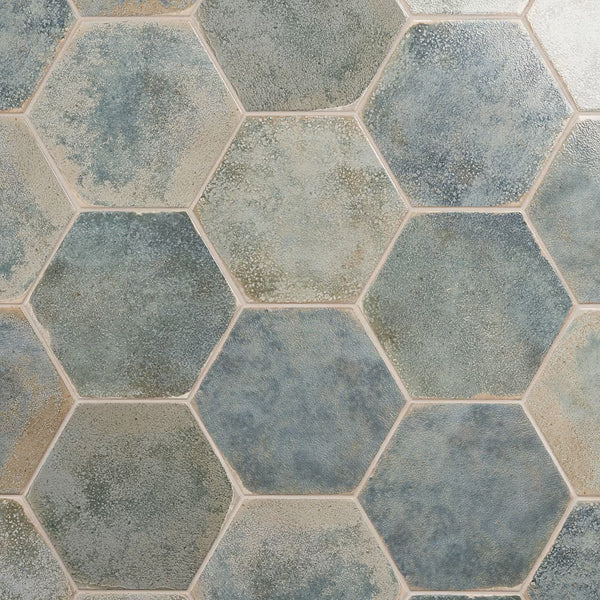 Ivy Hill Tile Mandalay Hex Green Porcelain Tile – 0.35 inch Thick, 9.13 inch x 10.51 inch, 8.07 sq.ft/Case – Polished Hexagon Finish