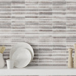 Load image into Gallery viewer, Merola Tile Rubik Greige Ceramic Wall Tile 0.35 inch Thick 5.88 inch Wide 10.78 sq. ft. per Case – Glossy Fluted Finish