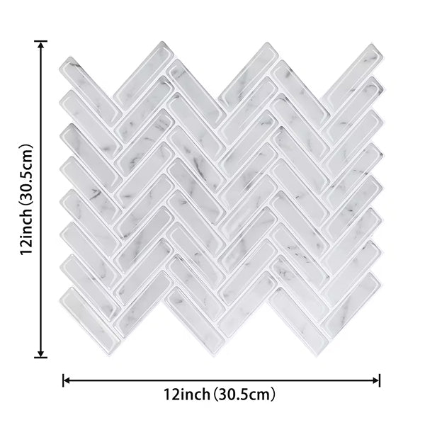 Mureno Dimensions 12x12 White Herringbone Peel and Stick Rigid Vinyl Tiles (4 Pack)