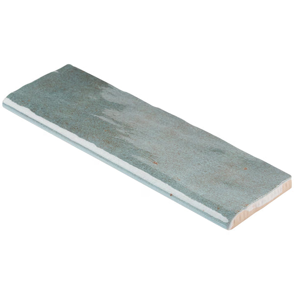Ivy Hill Tile Kingston Turquoise 3 inch x 8 inch Polished Ceramic Bullnose Wall Tile Trim
