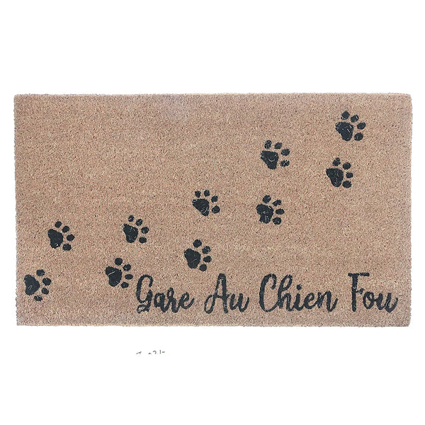 IH Casa Decor Casa Modern 18 inch x 30 inch Coir Door Mat Gare Au Chien Fou Paws
