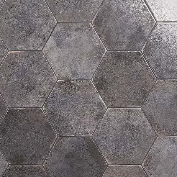 Ivy Hill Tile Mandalay Hex Antracite Porcelain Tile – 0.35 inch Thick, 9.13 inch x 10.51 inch, 8.07 sq.ft/Case – Polished Hexagon Finish