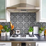 Load image into Gallery viewer, Merola Tile Harmonia Vintage Black 13 inch x 13 inch Ceramic Floor and Wall Tile – 12.19 sq. ft. per Case, Glazed Encaustic-Inspired Matte Finish
