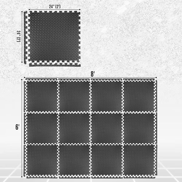 CAP Barbell 24 inch x 24 inch x 1/2 inch Multi-Use Interlocking Puzzle Exercise Mat – 12 Piece EVA Foam Gym Flooring Set Covering 48 sq. ft.