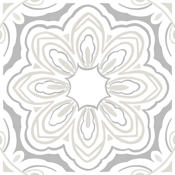 Medallion Pattern Gray/White/Beige 12 in. W x 12 in. L 2.54mm Luxury Vinyl Tile Flooring (10 sq.ft./case)