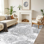 Load image into Gallery viewer, Polyester Machine Washable Oriental Light Grey Area Rug
