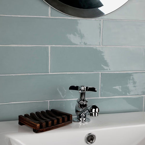 Merola Tile Chester Acqua Ceramic Wall Tile 0.4 inch Thick 3 inch Wide 5.72 sq ft/case Glossy Subway Finish