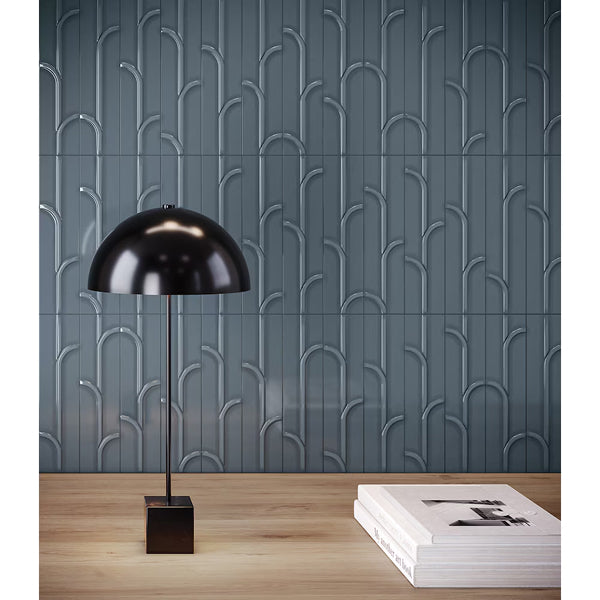 Anatolia 3 inch x 12 inch Geometra Ivy Emerald Glossy Pressed Glazed Ceramic Tile 10.66 sq ft/case – Geometric Pattern Wall Tile