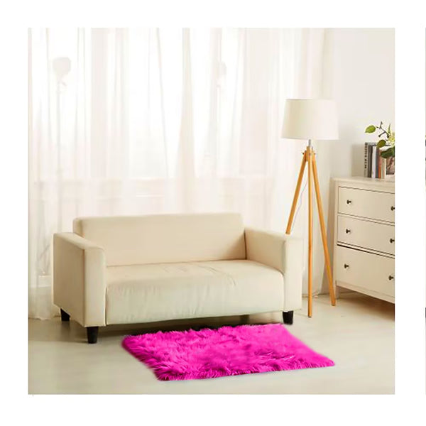 Home Decor Inc. Pink 30 inch x 45 inch Faux Fur Indoor Rug with Faux Suede Anti-Slip Backing