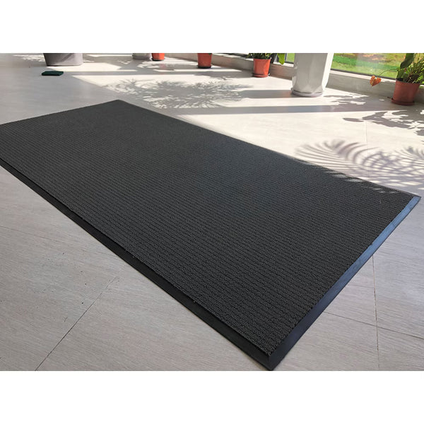 Turin Classic Indoor Mat Polypropylene with Micro-Filament Scrubbing and PVC Backing 47 inch x 94 inch Black Commercial Floor Mat