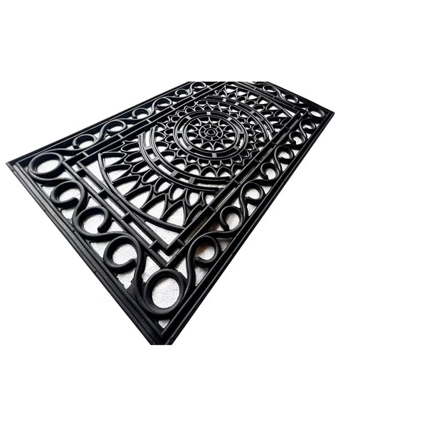 Home Decor Inc. 18 inch x 30 inch Black Iron-II Wrought Rubber Outdoor Doormat – Non-Slip Recycled Rubber Entrance Mat