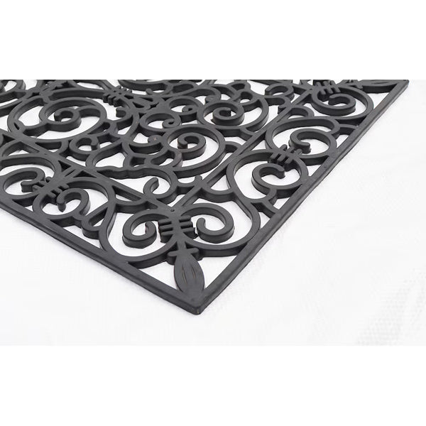 Home Decorators Collection Iron Scroll 18 inch x 30 inch Black Rubber Doormat – Non-Slip Indoor Outdoor Entrance Mat
