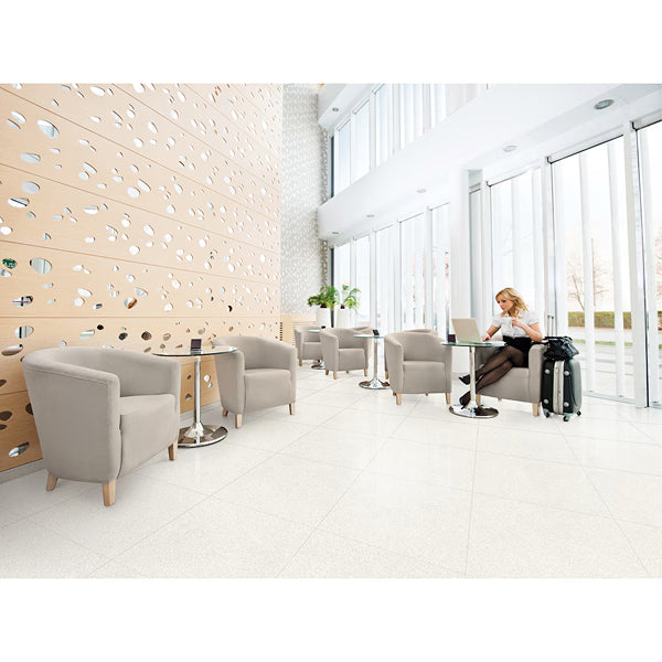 Anatolia Station Ivory Matte Rectified Color Body Porcelain Floor and Wall Tile 32 inch x 32 inch x 0.45 inch – 13.78 sq. ft./Case, Large Format Terrazzo Look