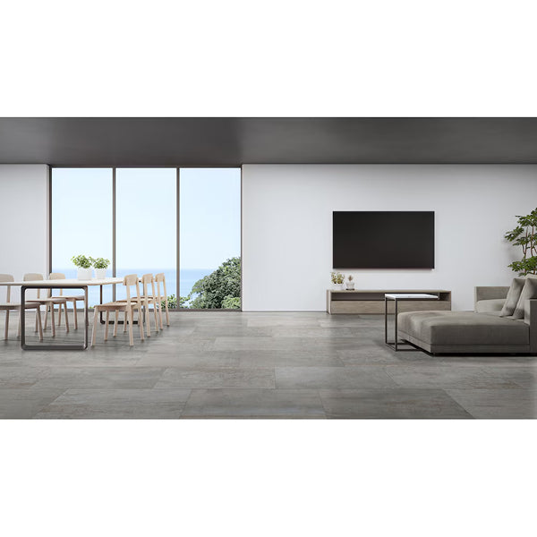 MSI Stone ULC Metallic Steel 24 inch x 48 inch Matte Porcelain Stone Look Floor and Wall Tile – 16 Sq. Ft./Case – Modern Grey Finish