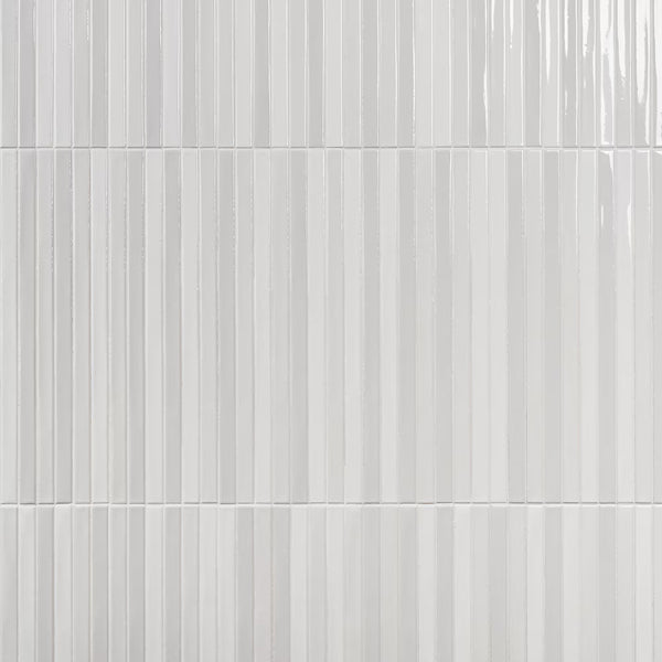 Ivy Hill Tile Vistaio Blanco White 5.27 in. x 17.71 in. Glossy Ceramic Mosaic Wall Tile – 0.64 Sq. Ft. per Tile, Polished Low Sheen Finish