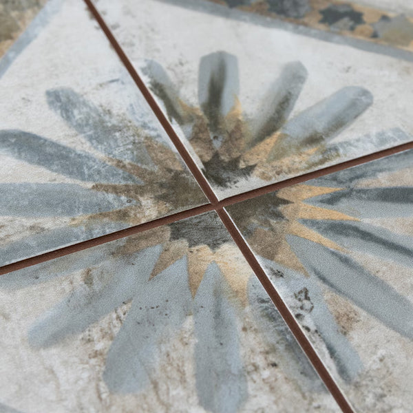 Merola Tile Harmonia Kings Marrakech Blue Ceramic Floor and Wall Tile 13 inch Width 13 inch Length 12.19 sq ft/case Patterned Matte Finish