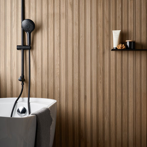 Ivy Hill Tile Brookline Ribbon Tan Brown Porcelain Tile 0.35 inch Thickness 24 inch Width 15.49 sq. ft. Coverage Matte Wood Look Finish