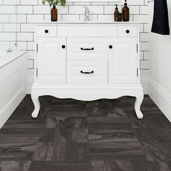 FloorPops Raven Peel & Stick Floor Tiles Set of 20