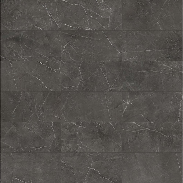 Anatolia Trentino Graphite Porcelain Tile 0.34 inch Thickness 12 inch Width 11.63 sq. ft. Coverage Polished Rectified Marble Look Floor and Wall Tile