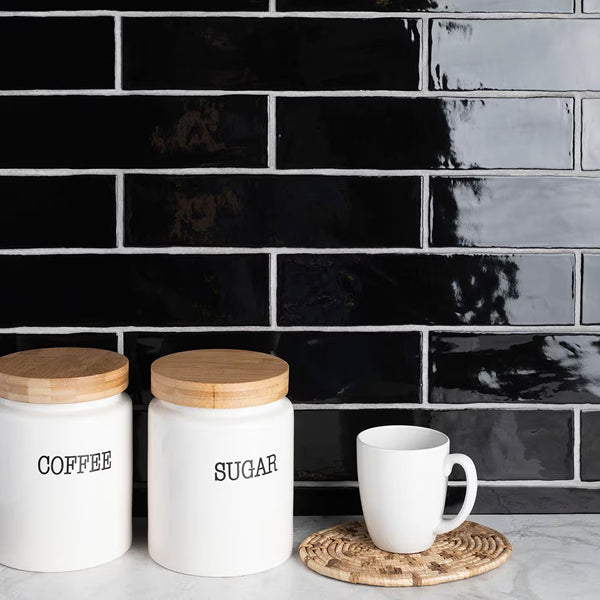 Merola Tile Chester Nero Ceramic Wall Tile 0.35 inch Thick 3 inch Wide 5.72 sq ft/case Glossy Subway Finish
