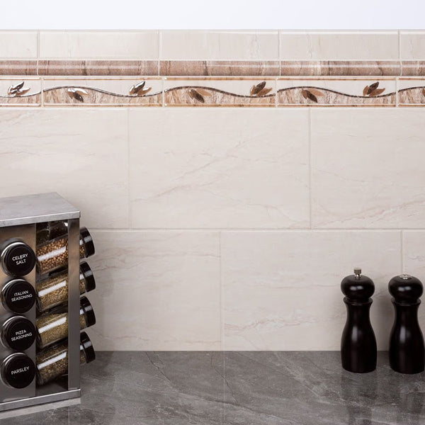 Merola Tile Ferraras Base Ceramic Wall Tile 8 inch Width 12 inch Length 11.2 sq ft/case Glossy Marble Look Finish