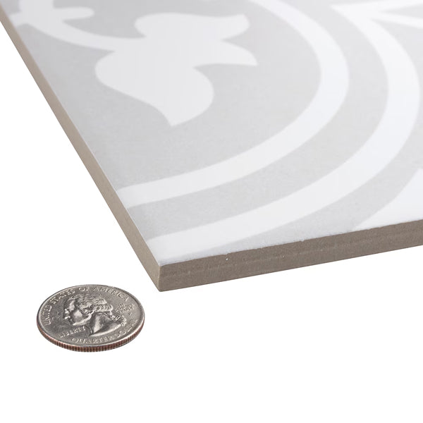 Merola Tile Arte Soft Grey Porcelain Tile 0.4 inch Thick 9.75 inch x 9.75 inch 10.88 sq. ft./Case Satin Finish Square Tile