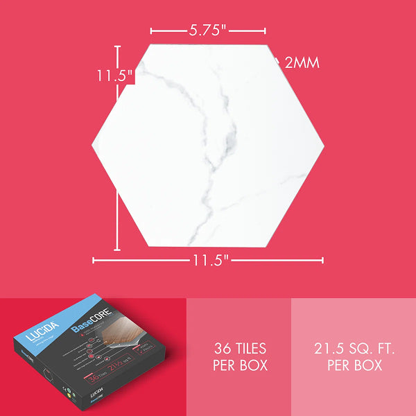 BaseCore HEX 12mil x 5.75" W Peel and Stick Vinyl Plank Flooring