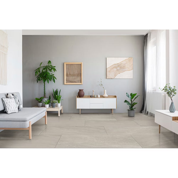 MSI Stone ULC Lancaster Grey Porcelain Tile 0.37 inch Thickness 24 inch Width 16 sq. ft. Coverage Polished Finish Marble Look
