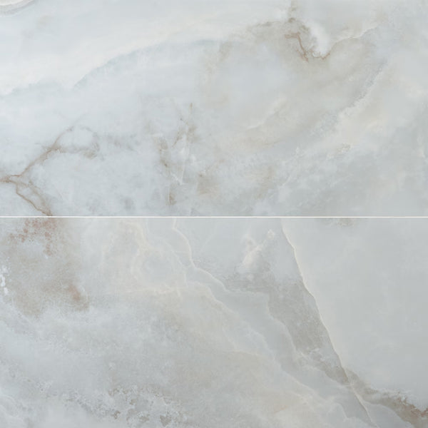 Ivy Hill Tile Jume Onyx Pearl Porcelain Tile – 0.39 inch Thick, 24 inch x 48 inch, 15.49 sq.ft/Case – Polished Onyx Look Finish