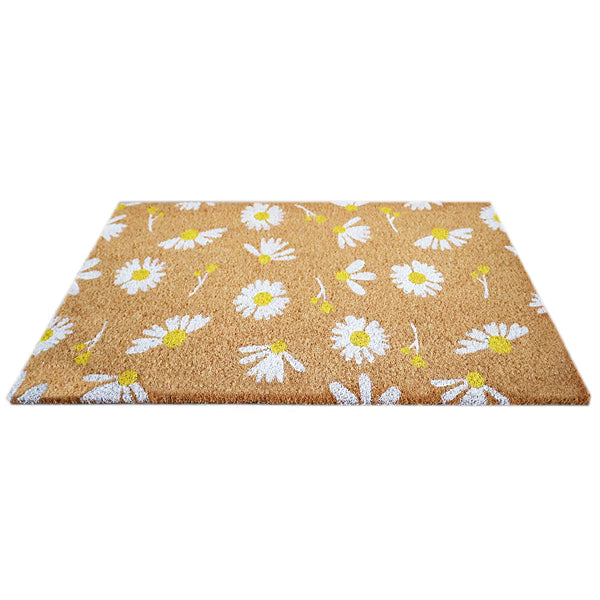 StyleWell Daisy Coir Door Mat 18 inch x 30 inch – Natural Coir Entrance Mat with Vinyl Backing – Indoor & Outdoor Use