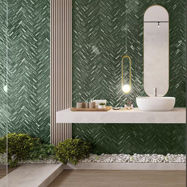Merola Tile Joliet Prisma Jade 3 inch x 12 inch Glossy Fluted Ceramic Wall Tile – 10.92 sq. ft. per Case