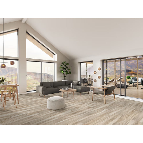 MSI Meliana Ash Porcelain Tile 9 inch x 48 inch 12 sq. ft./case Matte Wood Look Plank Large Format Finish