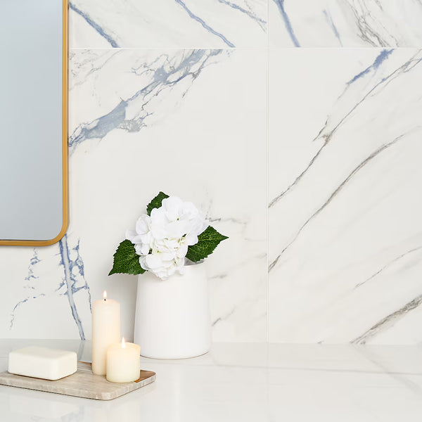Ivy Hill Tile Calacatta Indigo 24 inch x 24 inch Matte Marble Look Porcelain Floor and Wall Tile (15.49 sq. ft./Case)