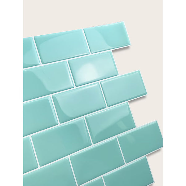 Mureno Dimensions Teal Subway Peel and Stick Rigid Vinyl Tiles 4 Pack