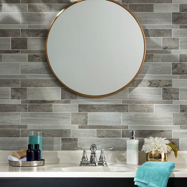 Aspect Collage Peel & Stick Vinyl Wall Tile in Mixed Grey Corridor