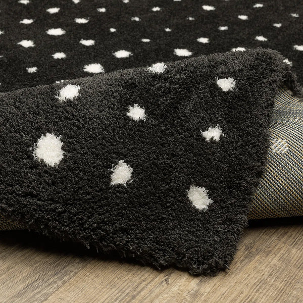 Delfine Geometric Dots Black/Ivory Area Rug