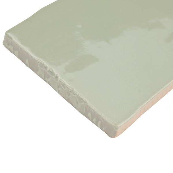 Merola Tile Chester Sage Ceramic Wall Tile 0.38 inch Thick 3 inch Wide 5.72 sq ft/case Glossy Subway Finish