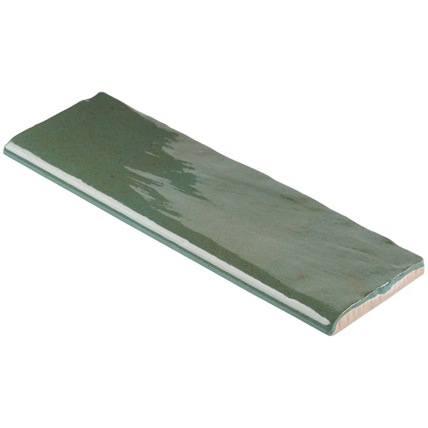 Ivy Hill Tile Kingston Green 3 inch x 8 inch Polished Ceramic Bullnose Wall Tile Trim – Glazed Classic Decorative Edge Trim Tile