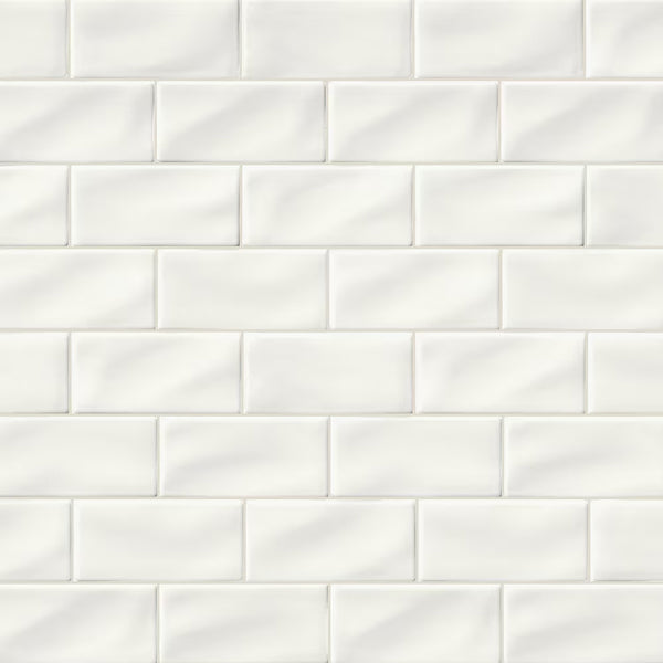 MSI Stone ULC Whisper Handcrafted Glossy White Ceramic Subway Tile Sample – 3 inch x 6 inch x 5/16 inch (1 sq. ft./Case)