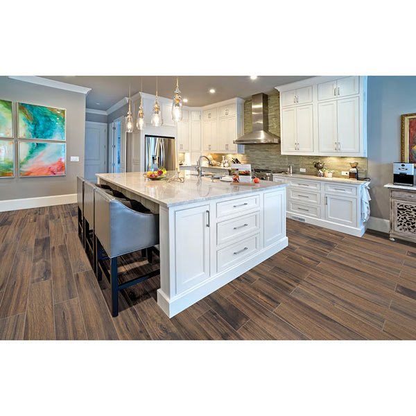MSI Stone ULC Arbor Walnut 6 inch x 36 inch Matte Porcelain Wood Look Floor and Wall Tile 15 sq ft per Case