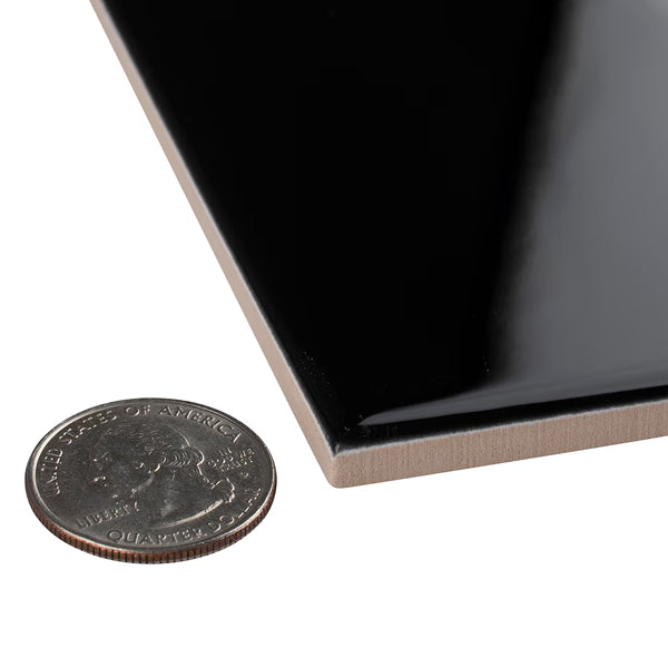 Merola Tile Crown Heights Glossy Black 3 inch x 6 inch Ceramic Wall Tile – 5.72 Sq. Ft. Coverage per Case