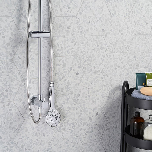 Ivy Hill Tile Fusion Hex Gray Terrazzo 9 inch x 10.5 inch Matte Porcelain Floor and Wall Tile 8.07 sq ft per Case Hexagon