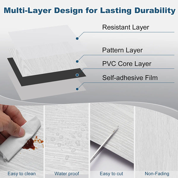 12" x 12" Luxury Vinyl Tile, Self-adhesive Vinyl Flooring (Set of 50)