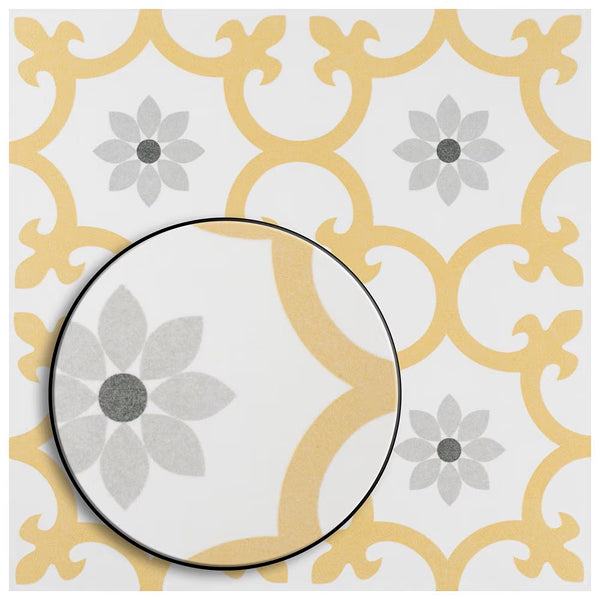 Merola Tile Daria Dandelion 9.75 inch x 9.75 inch Porcelain Floor & Wall Tile – 10.88 Sq. Ft./Case – Satin Finish