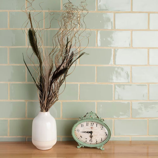 Merola Tile Chester Sage 3 inch x 6 inch Ceramic Wall Tile – 5.72 sq. ft. per Case, Glossy Smooth Finish