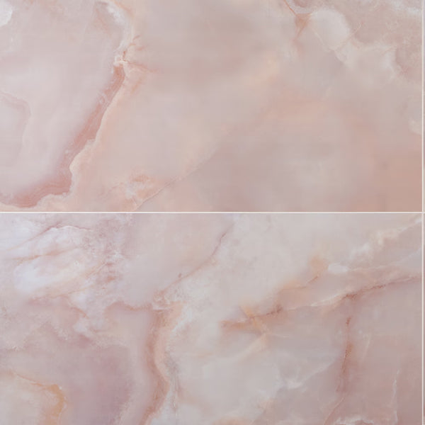 Ivy Hill Tile Jume Onyx Coral Porcelain Tile – 0.39 inch Thick, 24 inch x 48 inch, 15.49 sq.ft/Case – Polished Onyx Look Finish
