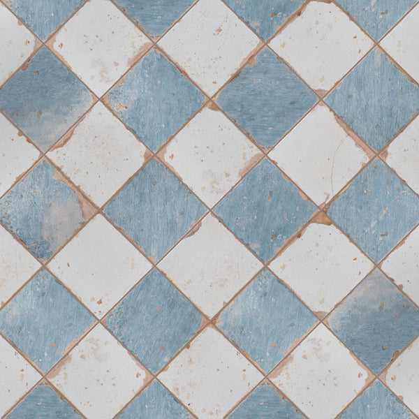 Merola Tile Artisan Damero Azul 13 inch x 13 inch Ceramic Floor and Wall Tile – 12.2 sq ft per Case, Vintage Spanish Style Stone Look Matte Finish